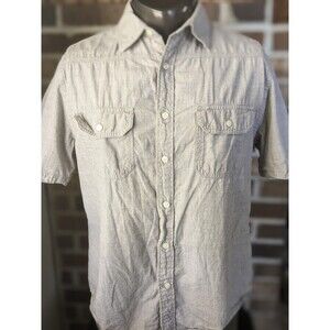 100% Cotton Short-Sleeve Shirt Greyish Beige, Sz M Preppy & Sustainable Style!